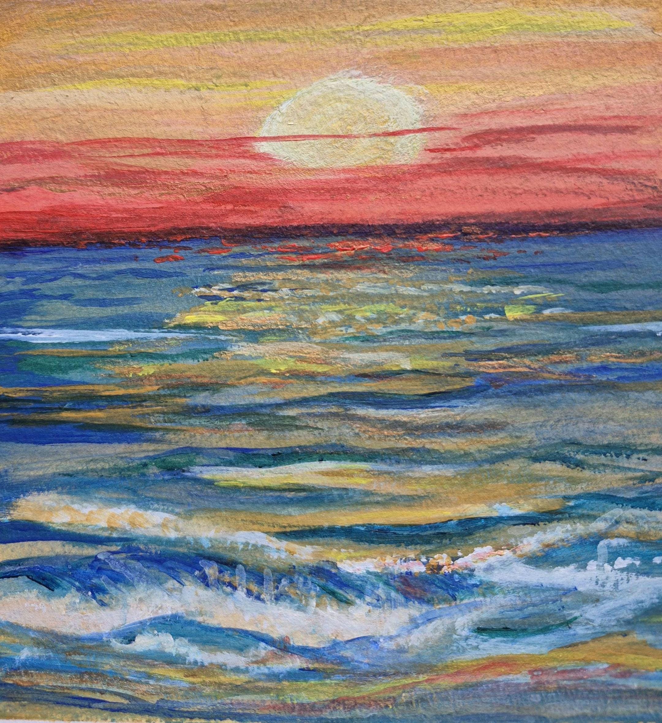 Sunset Framed 8x8 original acrylic