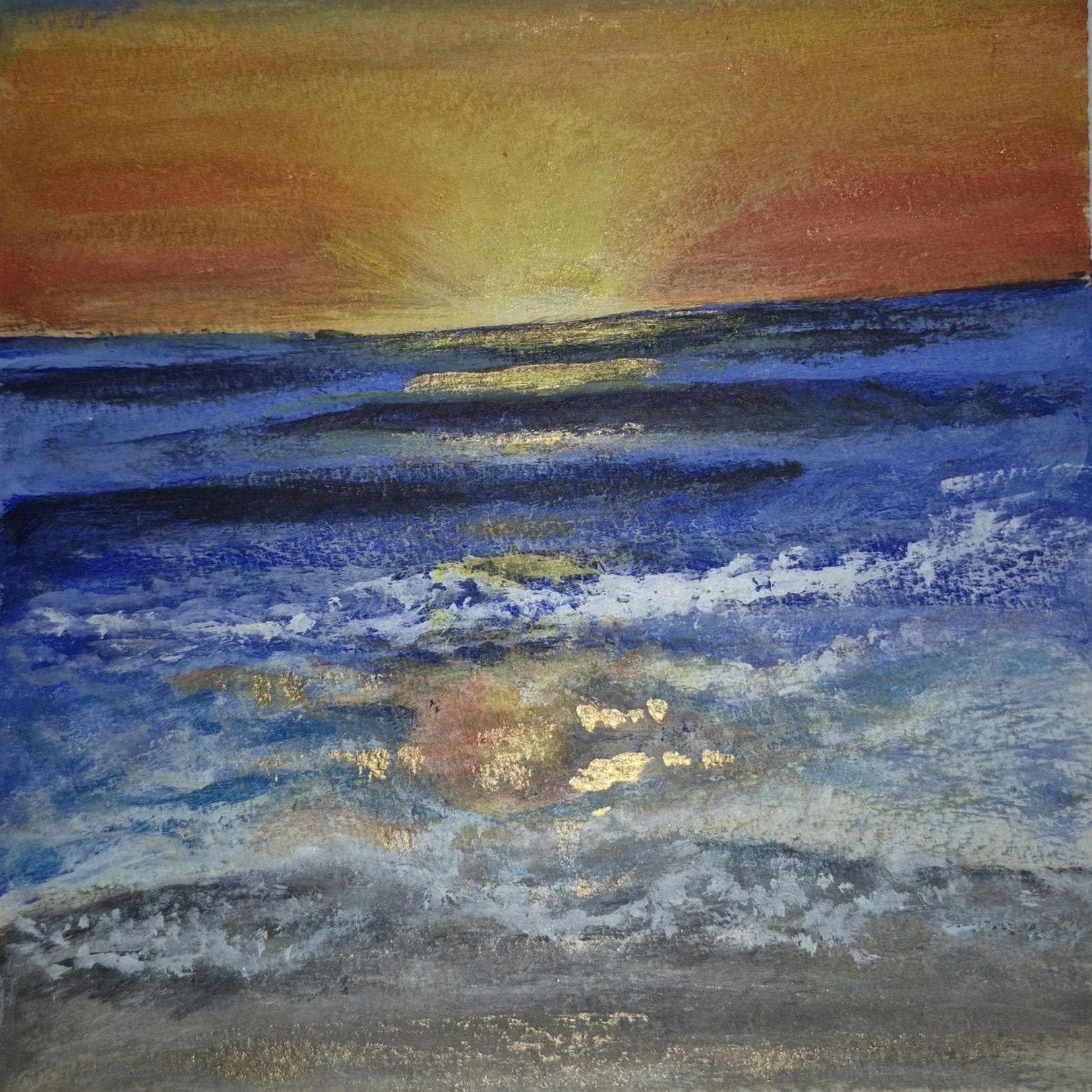 SOLD Sunset 8x8 original acrylic