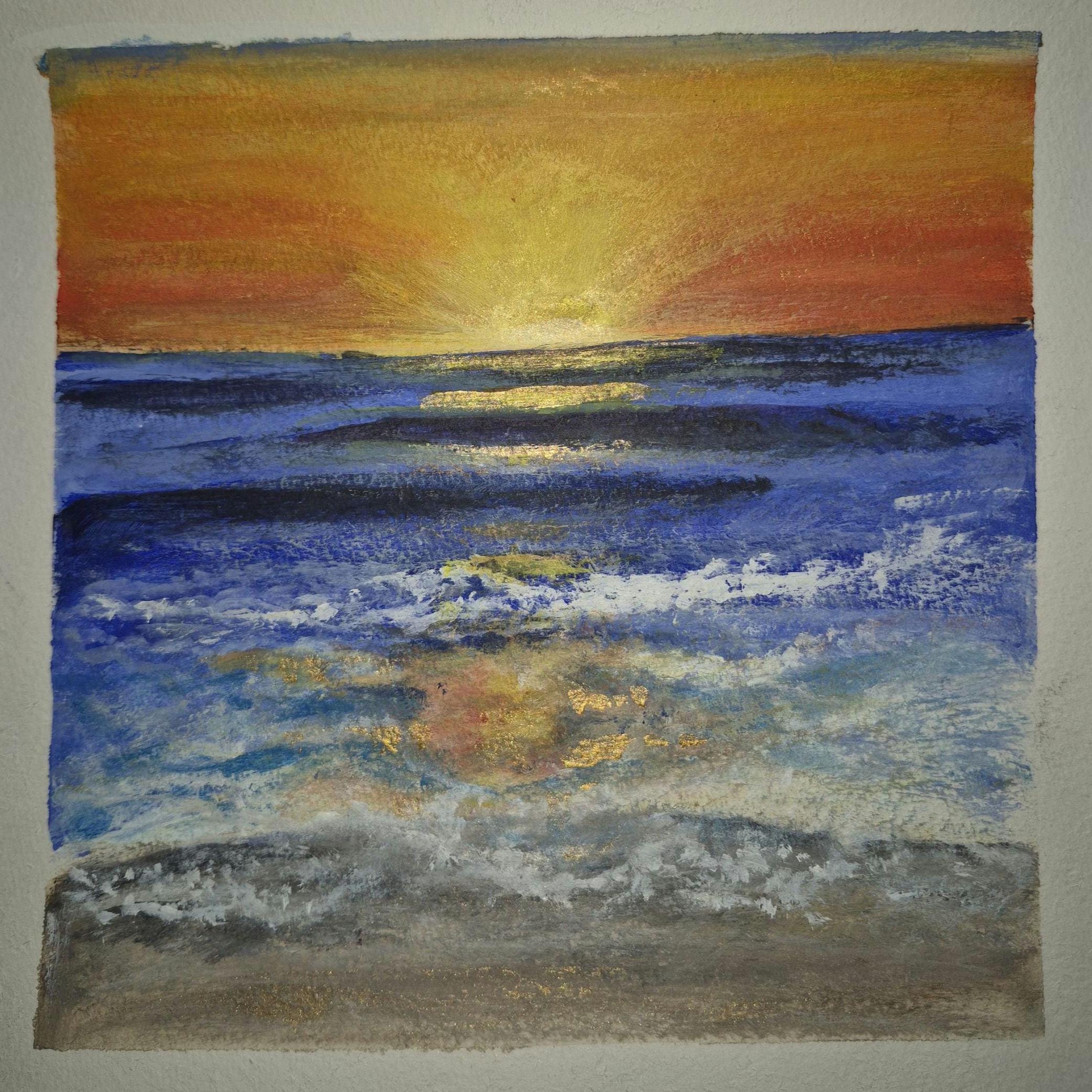 SOLD Sunset 8x8 original acrylic