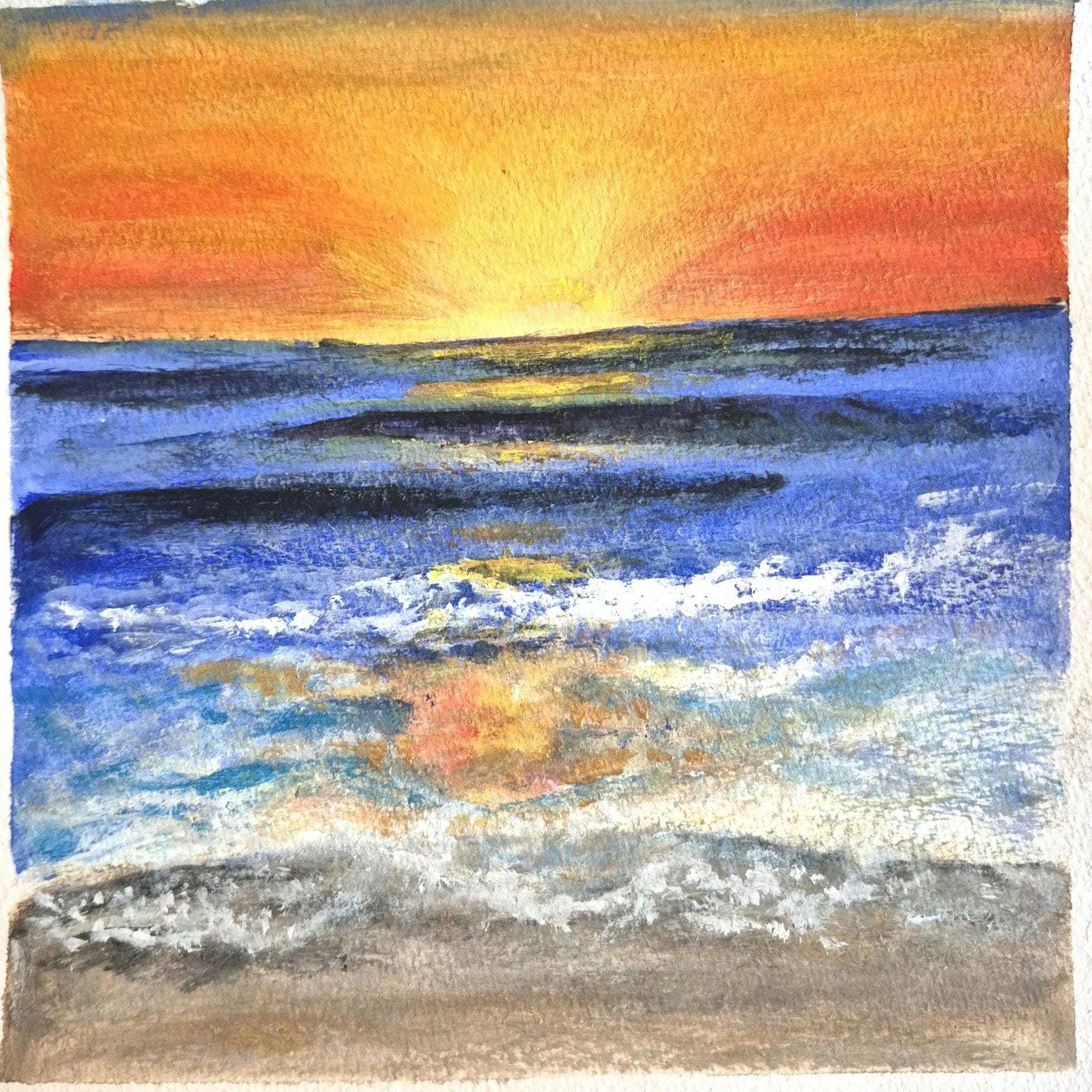 SOLD Sunset 8x8 original acrylic