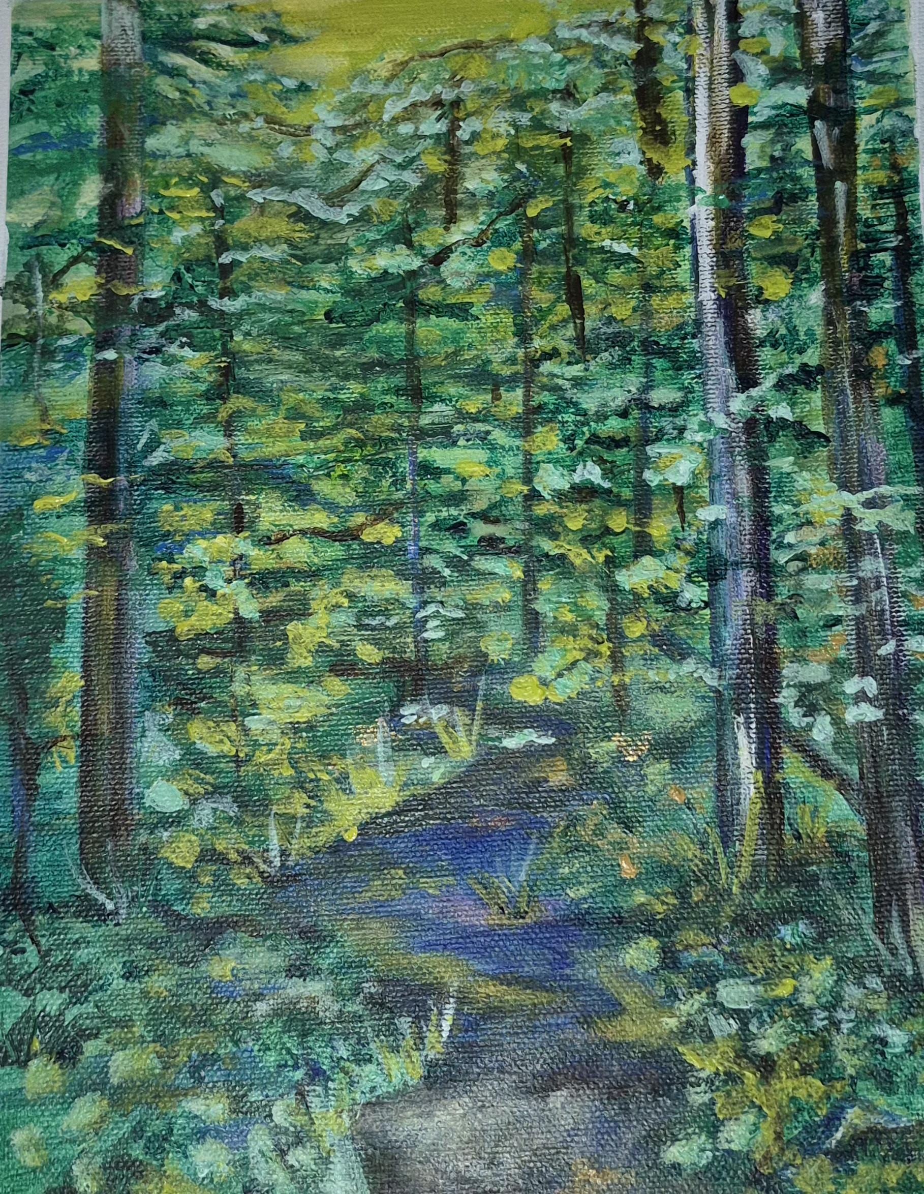 Day in the Woods. 9x12 Canvas