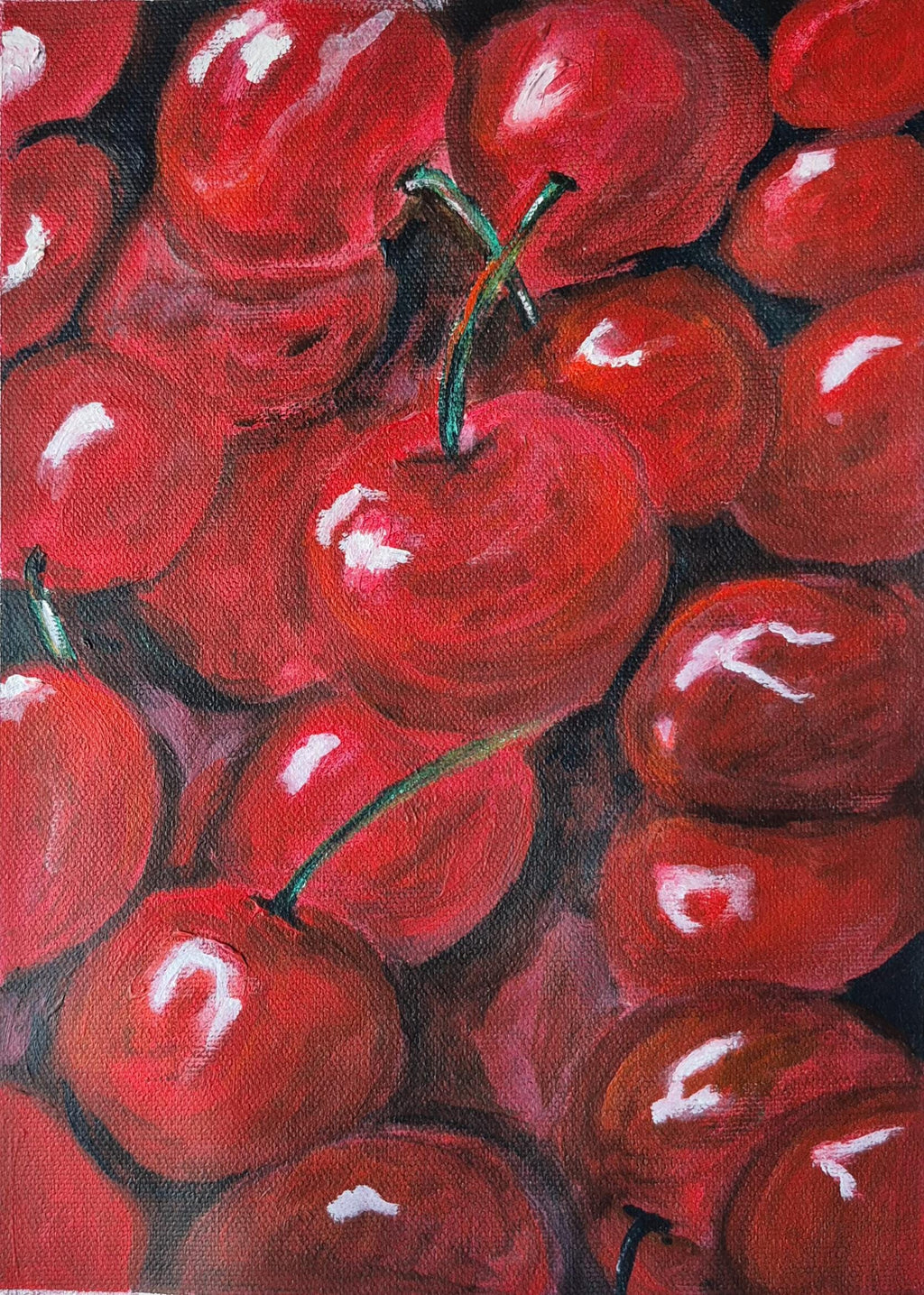 SOLD Cherries 9x12 Canvas
