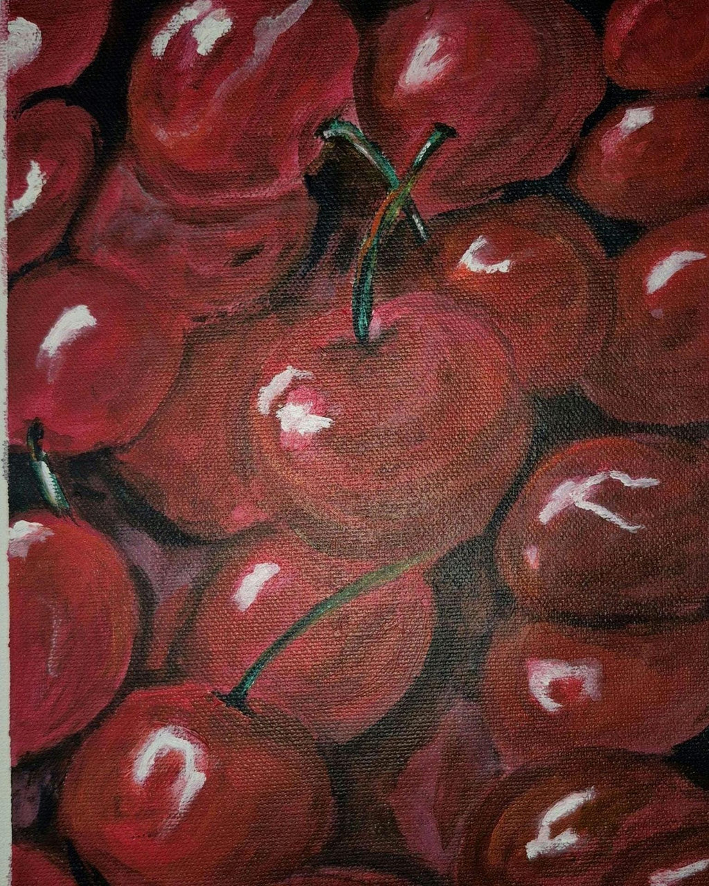 SOLD Cherries 9x12 Canvas