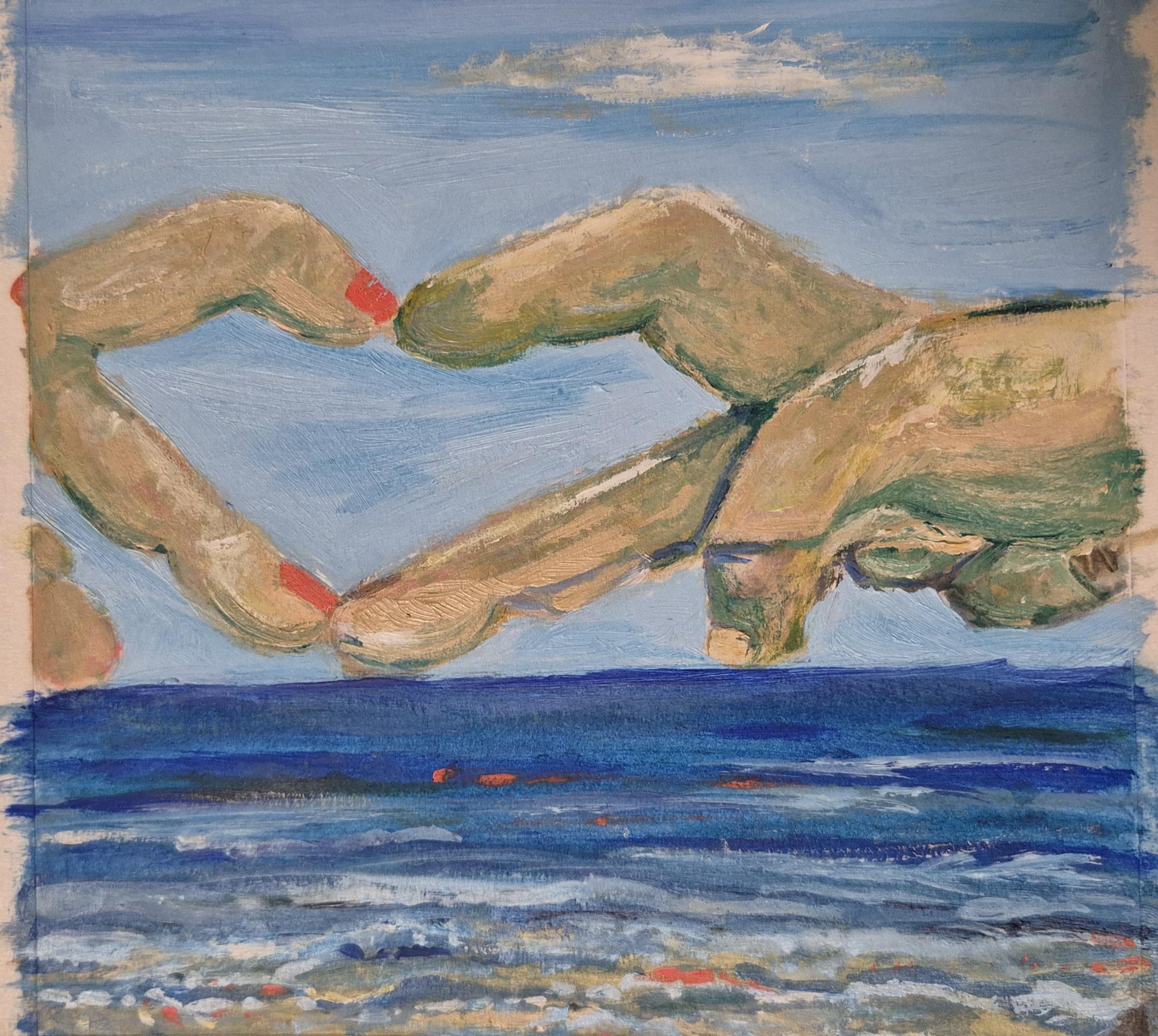 Love Symbol Over Ocean Greeting Cards - Pack of 10, Premium Paper Options