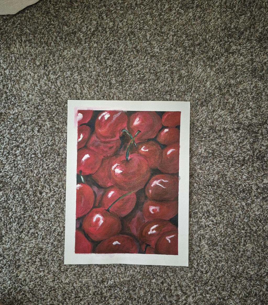 SOLD Cherries 9x12 Canvas