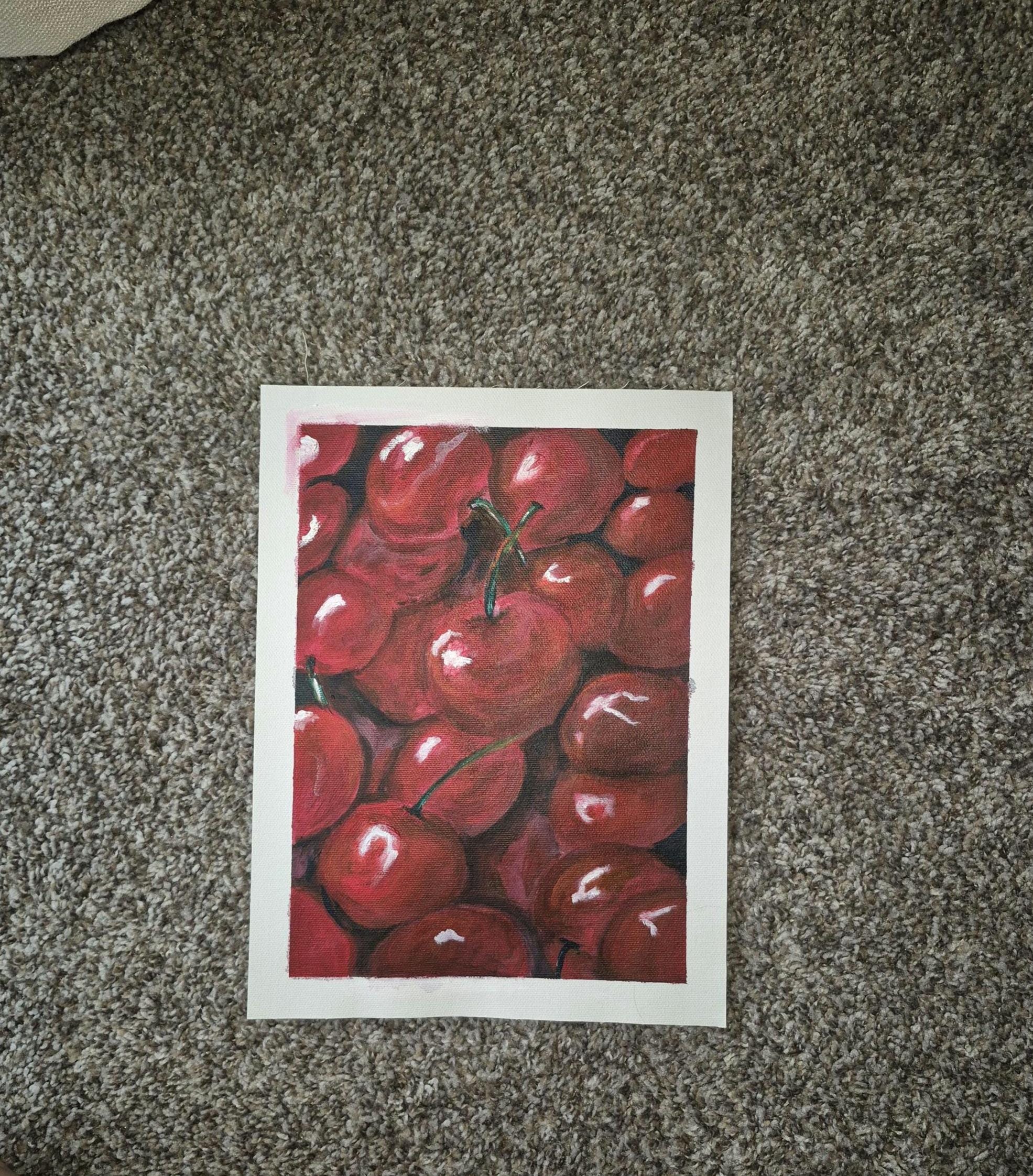 SOLD Cherries 9x12 Canvas