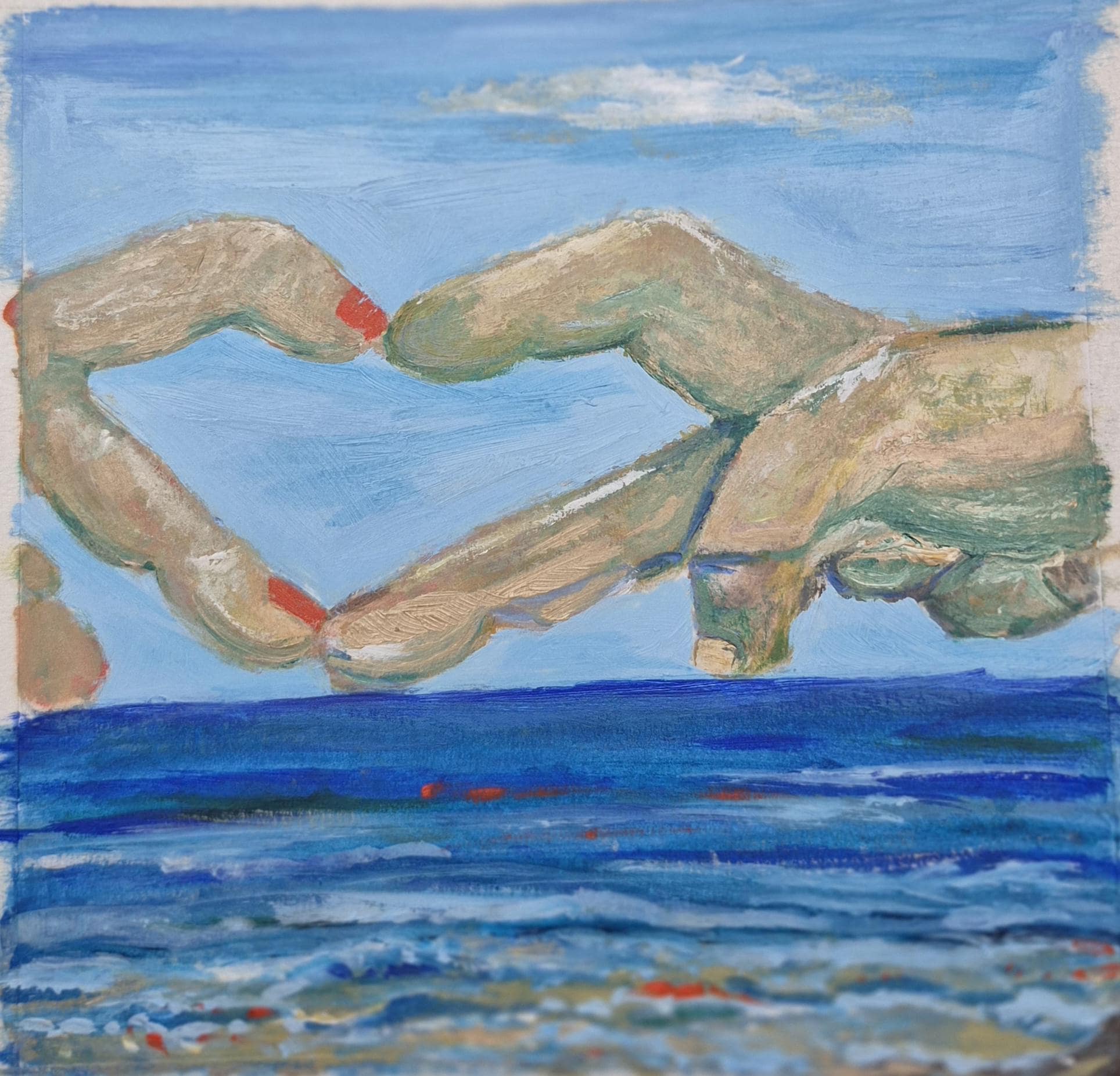 Love Symbol Over Ocean Greeting Cards - Pack of 10, Premium Paper Options