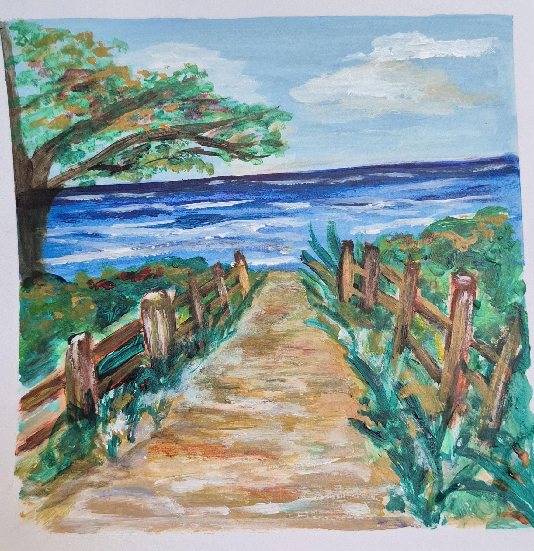 Ocean Walk 8x8 Acrylic on paper